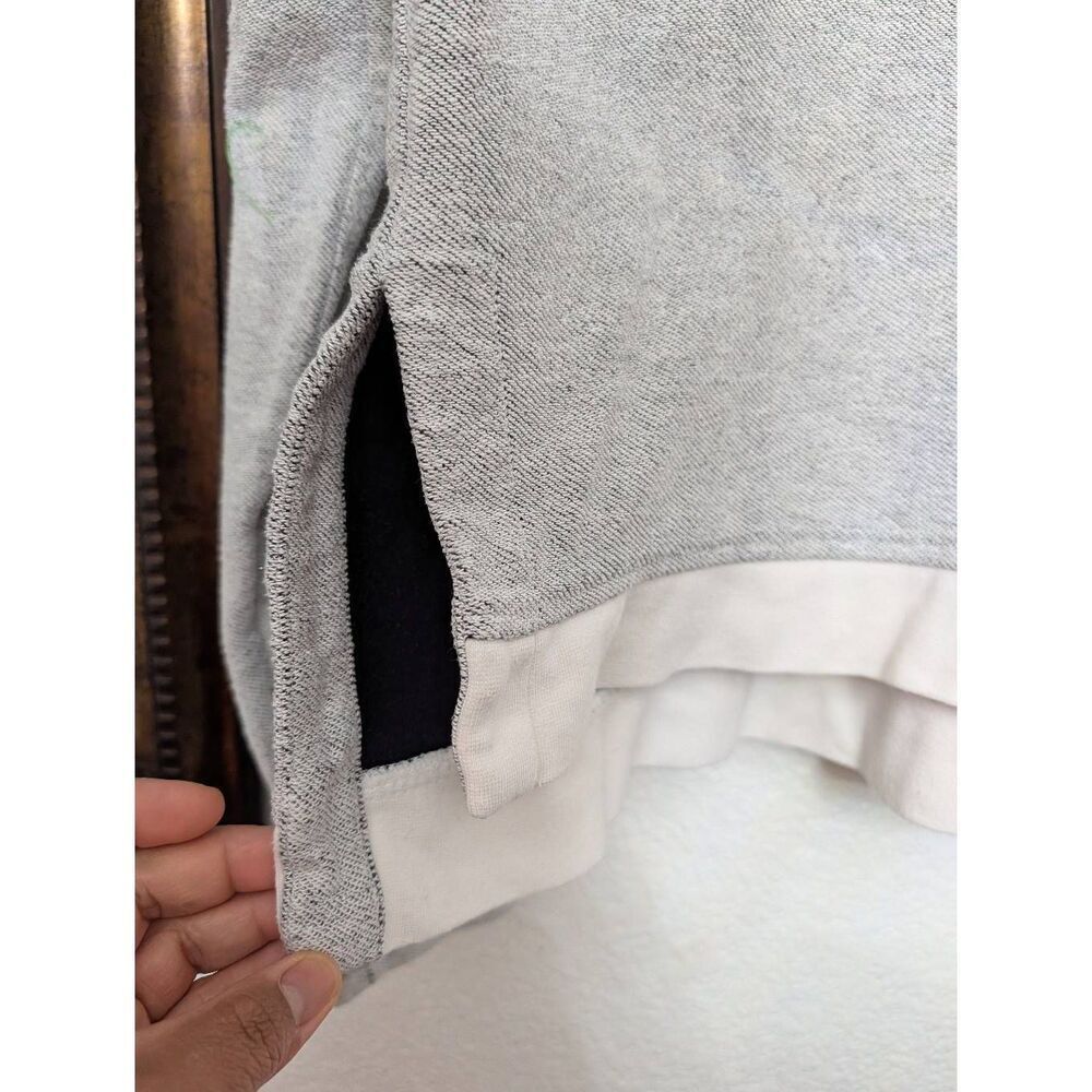 T Alexander Wang grey french terry sweatshirt with green nylon hood extra small